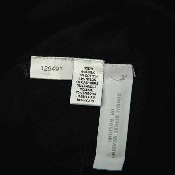 Ann Taylor Size Large L Black Rhinestone Off The Shoulder Silk Cashmere Sweater - Picture 5 of 7